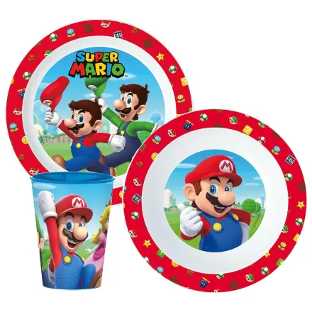 Super Mario Mushroom Kingdom jedálenská súprava, Micro Plastic Set, s 260 ml pohárom produktová fotografia
