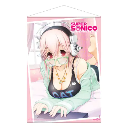 Super Sonico falikép Super Sonico ülve a laptopján 50 x 70 cm termékfotója