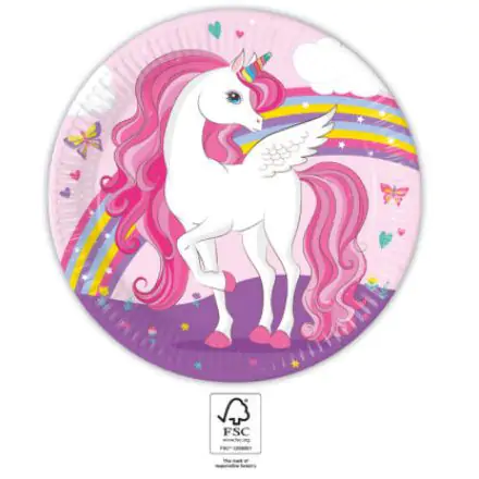 Unicorn Rainbow Colors, Unicorn papierové taniere 8 ks 23 cm FSC produktová fotografia