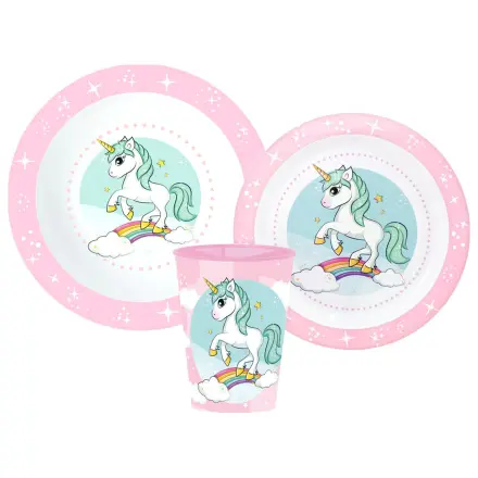Unicorn Range jedálenská súprava, Micro Plastic Set, s 260 ml pohárom produktová fotografia