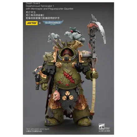 Warhammer 40k akčná figúrka 1/18 Death Guard Deathshroud Terminator 1 s Manreaper a Plaguespurter Gauntlet 14 cm produktová fotografia