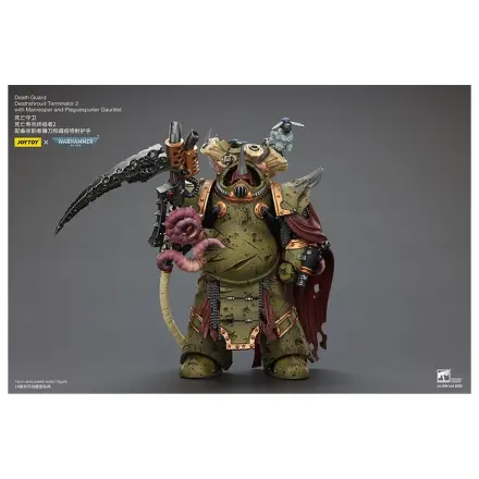 Warhammer 40k akčná figúrka 1/18 Death Guard Deathshroud Terminator 2 s Manreaper a Plaguespurter Gauntlet 14 cm produktová fotografia