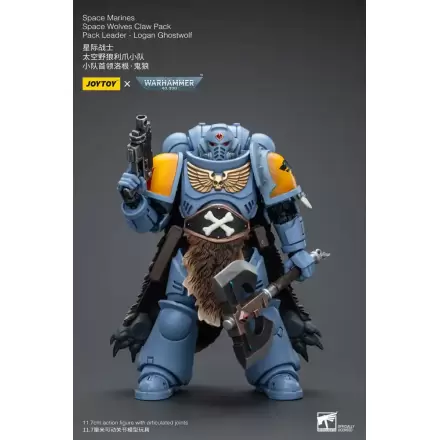 Warhammer 40k Akčná figúrka 1/18 Space Marines Space Wolves Claw Pack Pack Leader -Logan Ghostwolf 12 cm produktová fotografia